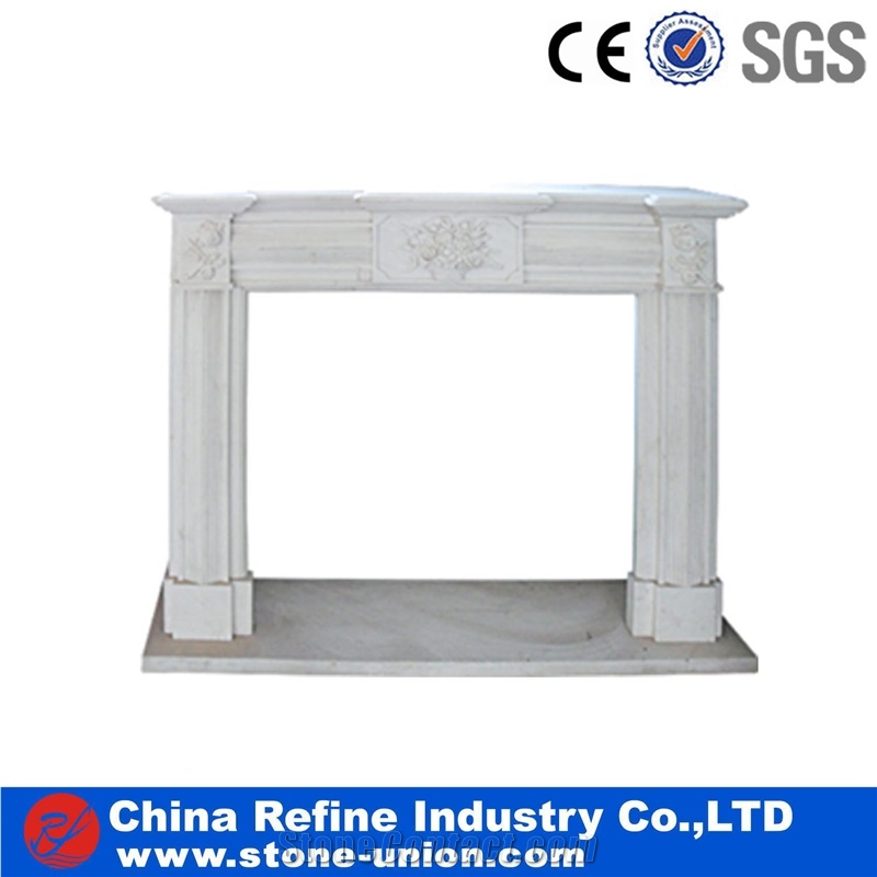 Natural White Marble Western Style Fireplace, Sculptured Fireplace,White Fireplace Mantel,Modern Fireplace Mantel,Stone Fireplace Mantel