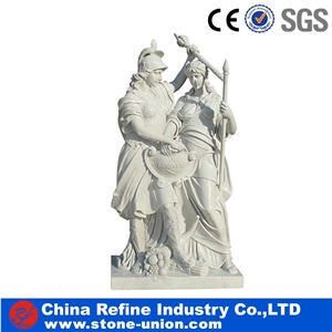 Roman Soldier Sculpure, White Marble Sculpture, Handcarved Statue
