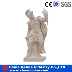 Sculpture Stone Carving Marble Carving, White Marble Solider Sculpture