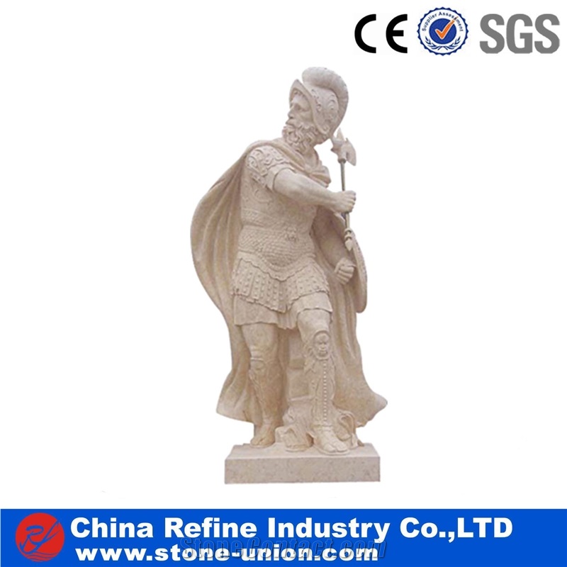 Sculpture Stone Carving Marble Carving, White Marble Solider Sculpture