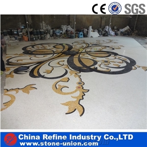 Waterjet Marble Carpet Medallions Pattern for Home Decoration,Polished Round Water Jet Medallions Inlay Flooring Tiles
