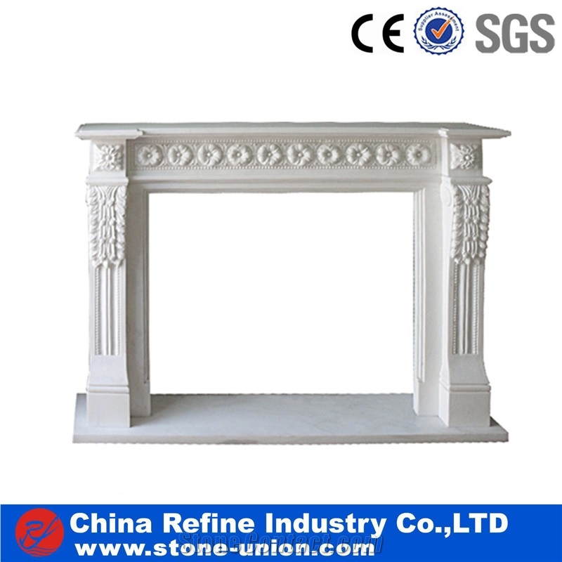 Western Style Fireplace, China White Marble Fireplace
