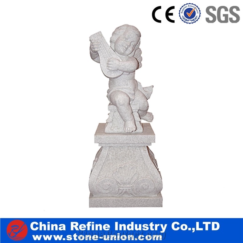 White Granite Children Sculpture & Statue, Garden Kids Statues