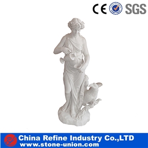 White Marble Human Sculpture, Human Western Statues, Garden Woman Sculptures