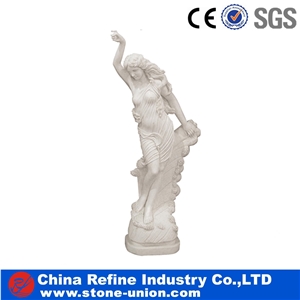 White Marble Lady Sculpture & Statue, White Human Sculpture, Western Human Handcarved Statues