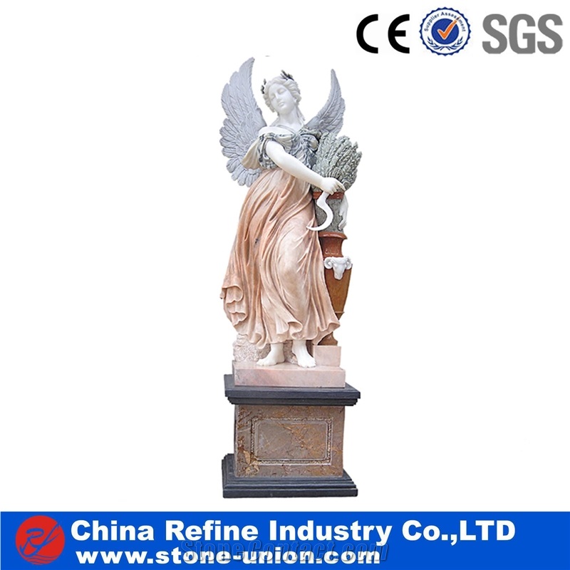 Woman Angel Statue,Western Figure Sculpture, Angel Stone Sculpture,Outdoor Multicolor Marble Sculpture