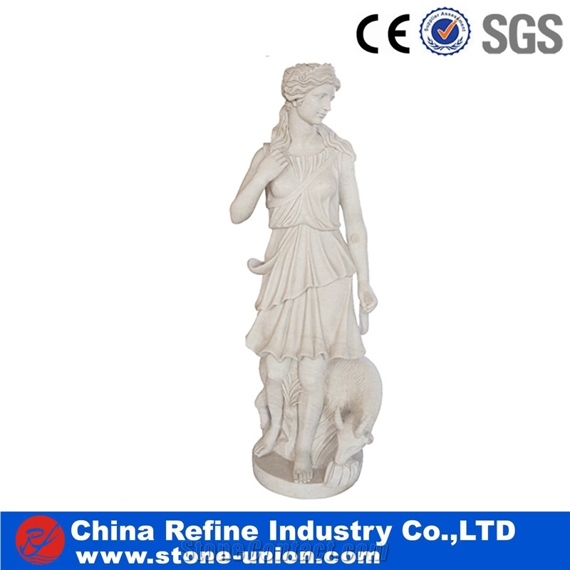 Woman Stone Sculptures,Western Figure Statue,Outdoor Garden White Marble Sculptures