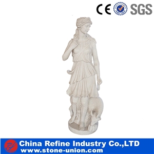 Woman Stone Sculptures,Western Figure Statue,Outdoor Garden White Marble Sculptures