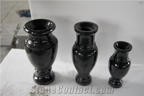 Cheap Shanxi Black Style Granite Headstone Flower Vase For