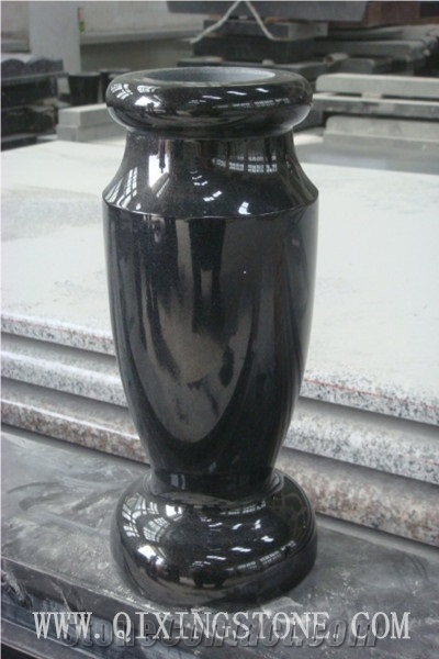 Shanxi Black Granite Vase, Monumental Vases, Memorial Accessories