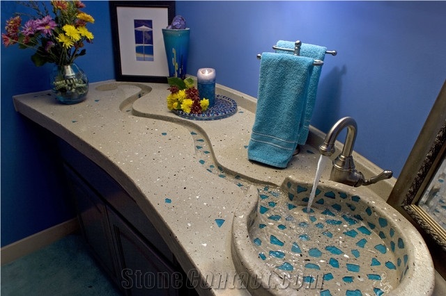 One Piece Bathroom Sink and Countertop