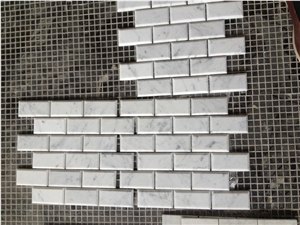 Carrara White Marble Beveled Brick Tile