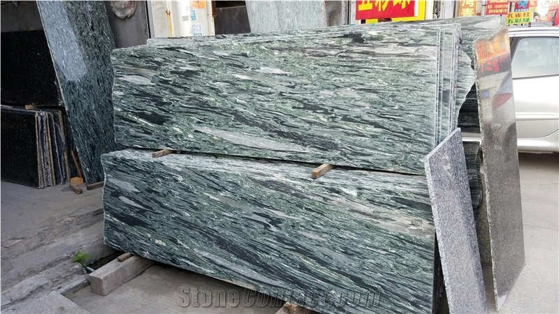 China Green Sea Wave Granite Slabs / Verde Ocean Green Granite Tiles for Building Walling Cladding