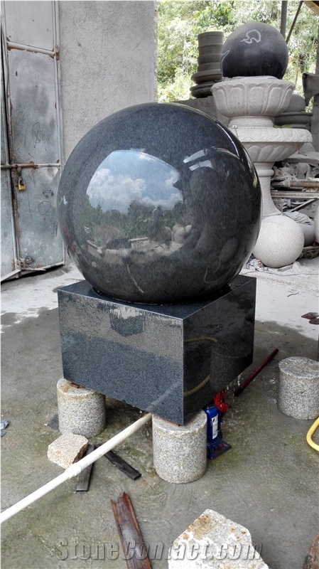 China Impala Black G654 Grey Granite Rolling Sphere Fountain for Garden Fountain Ball Garden Decoration