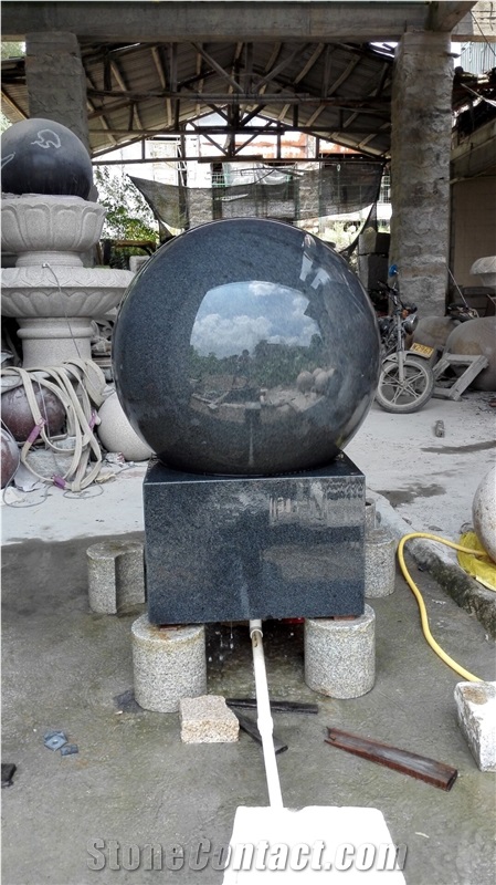 China Impala Black G654 Grey Granite Rolling Sphere Fountain for Garden Fountain Ball Garden Decoration