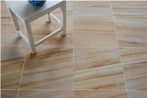 China Yellow Wooden Vein Sandstone Tiles for Wall Cladding & Floor Covering Honed Cut to Size Tiles