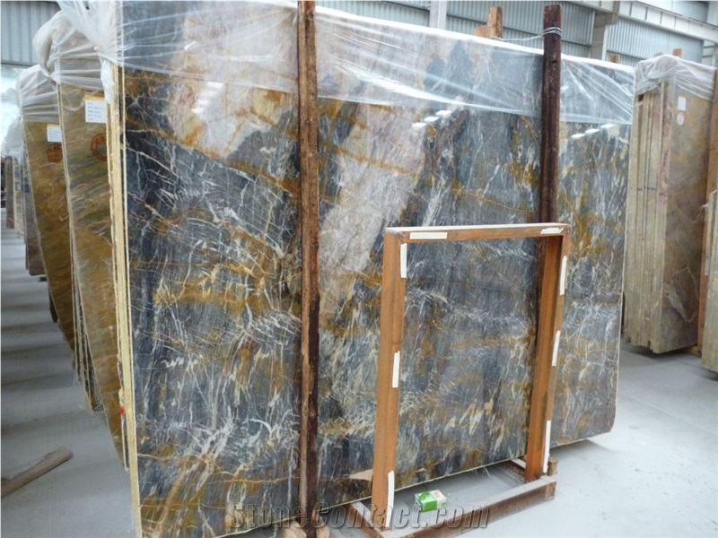 Fantasy Red Dragon Blue Marble Xingeli Slabs High Polished Marble Tiles / Marble Slabs for Interior Stone Flooring Covering