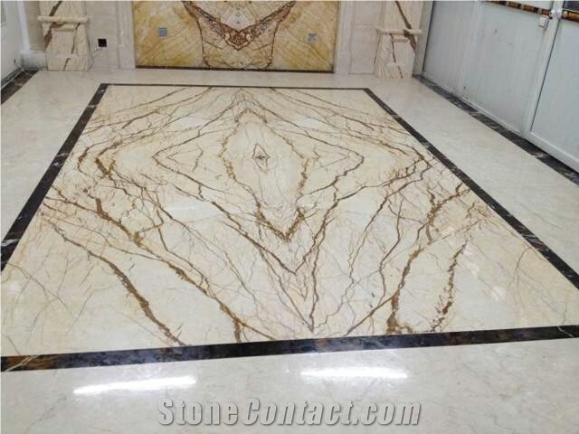 Gold Dragon Marble Tiles for Floor Covering /Rich Gold Marble Slabs Cut to Size Sofitel Gold Marble, Sofita Gold, Crema Eva,Crema Evita Cut to Size