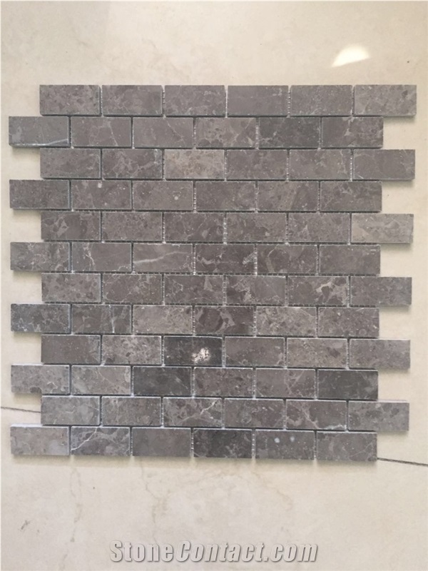 Light Brown Marble Strip Mosaic Tile Linear Strip Mosaic Tile for Back Splash