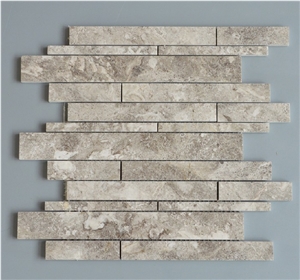 Light Grey Stack Tile Linear Strip Mosaic Tile for Backsplash