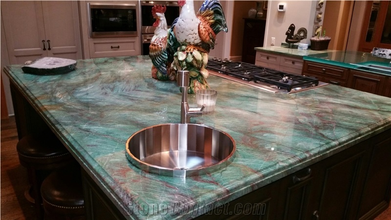 Luxury Quartzite Imperial Green for Kitchen Island Tops