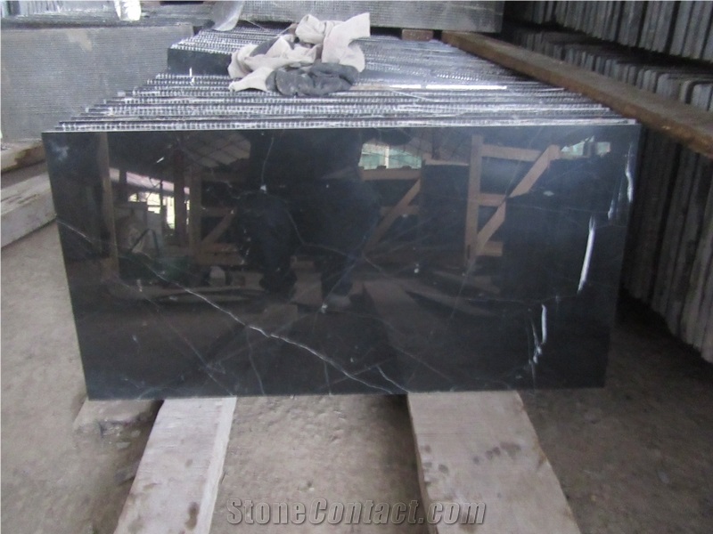 Cheap Black Marble Nero Marquina Tiles for Floor Polished Surface