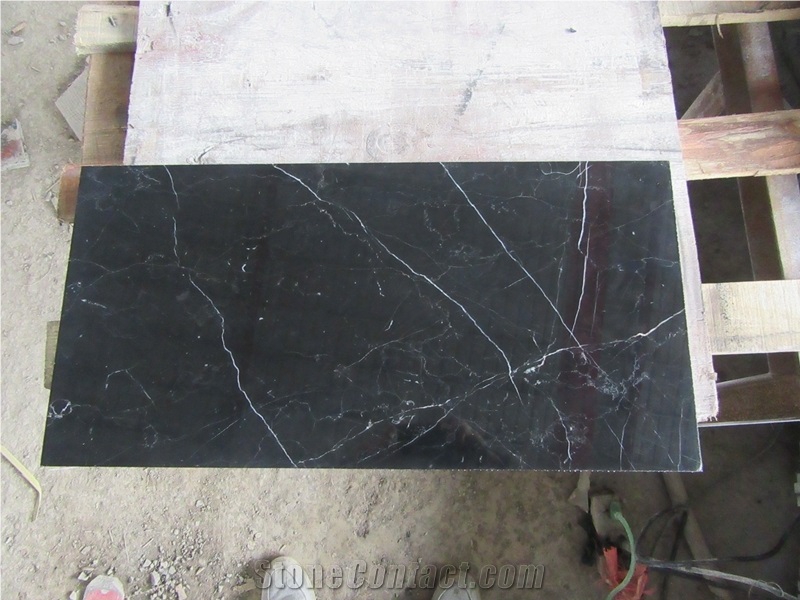 Cheap Black Marble Nero Marquina Tiles for Floor Polished Surface