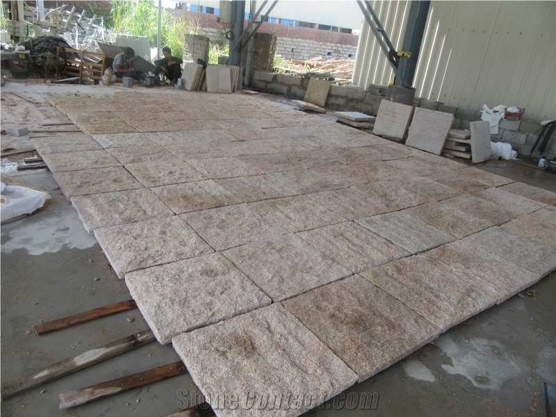 High Quality China Deep Yellow Granite G682 Tiles Split Surface for Wall Decoration, G682 Feature Wall Tiles