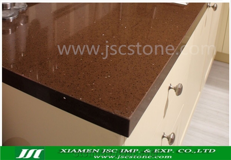Brown Quartz Stone Kitchen Countertops
