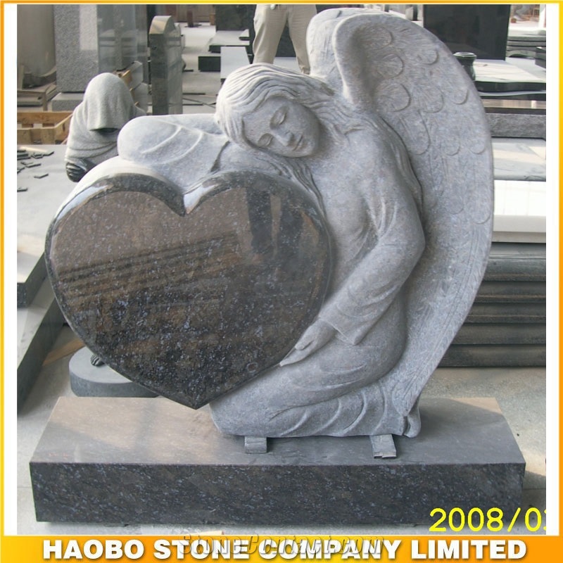 Bahama Blue Granite Angel Heart Gravestone Headstone Designs