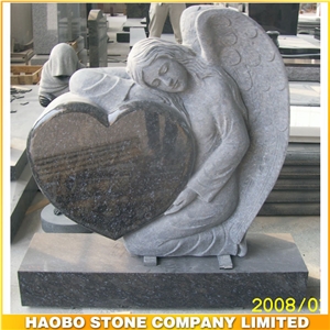 Bahama Blue Granite Angel Heart Gravestone Headstone Designs