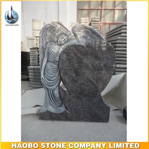 Bahama Blue Granite Angel Heart Gravestone Headstone Designs
