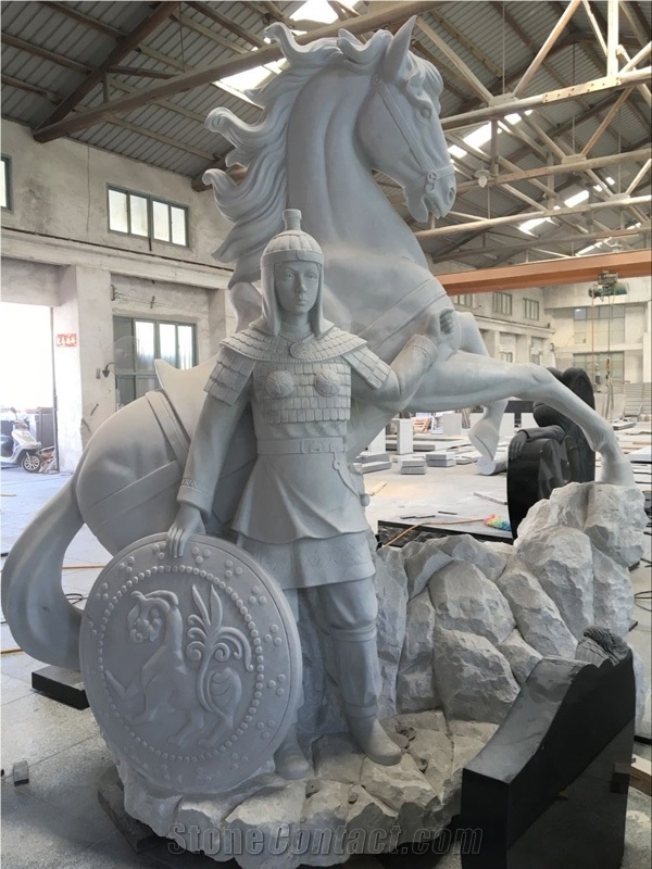 Chevalier, White Granite Human Sculpture & Statue