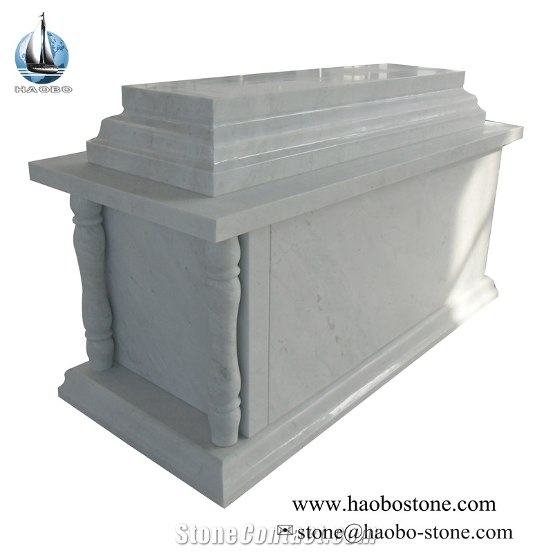 China White Marble Custom Design Cemetery Mausoluem