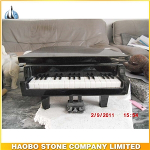Custom Piano Shaped Headstone Design, Black Granite Monument & Tombstone