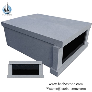 G633 Grey Granite Flat Top Double Crypt Private Mausoleums