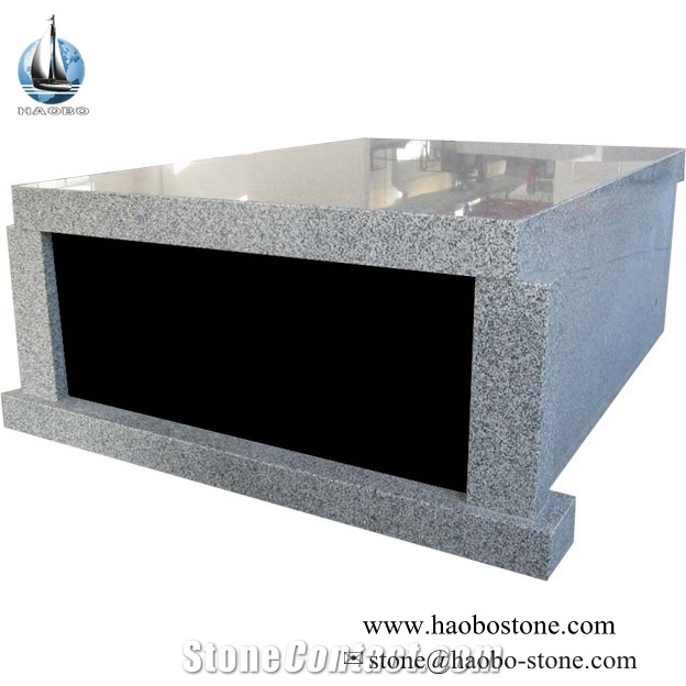 G633 Grey Granite Flat Top Double Crypt Private Mausoleums