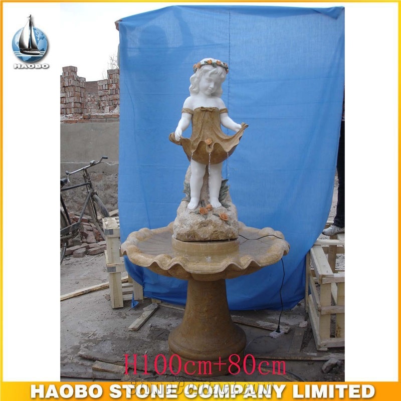 Garden Caved Natural Marble Stone Angel Water Fountain