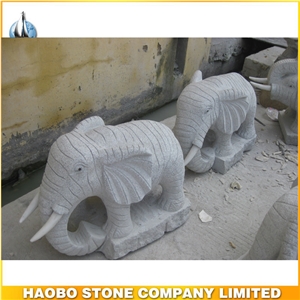 Hand Carved G603 Granite Stone Elephant Garden Statues