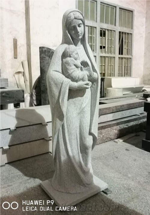 Handcarved Sculpture Maria Statue, G603 Grey Granite Western Statues