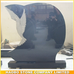 High Polished Black Granite Bird Headstone