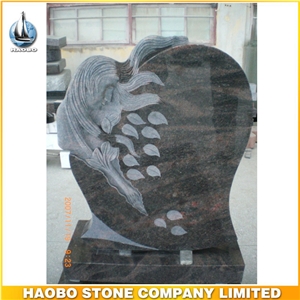 Himalayan Blue Granite Angel Carving Heart Shape Headstone