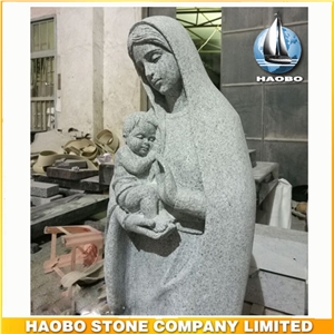 Maria Statue, White Granite Western Statues, Handcarved Sculptures