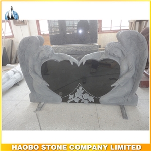 Prefabricated High Quality Granite Double Angel Heart Headstone Monument Tombstone