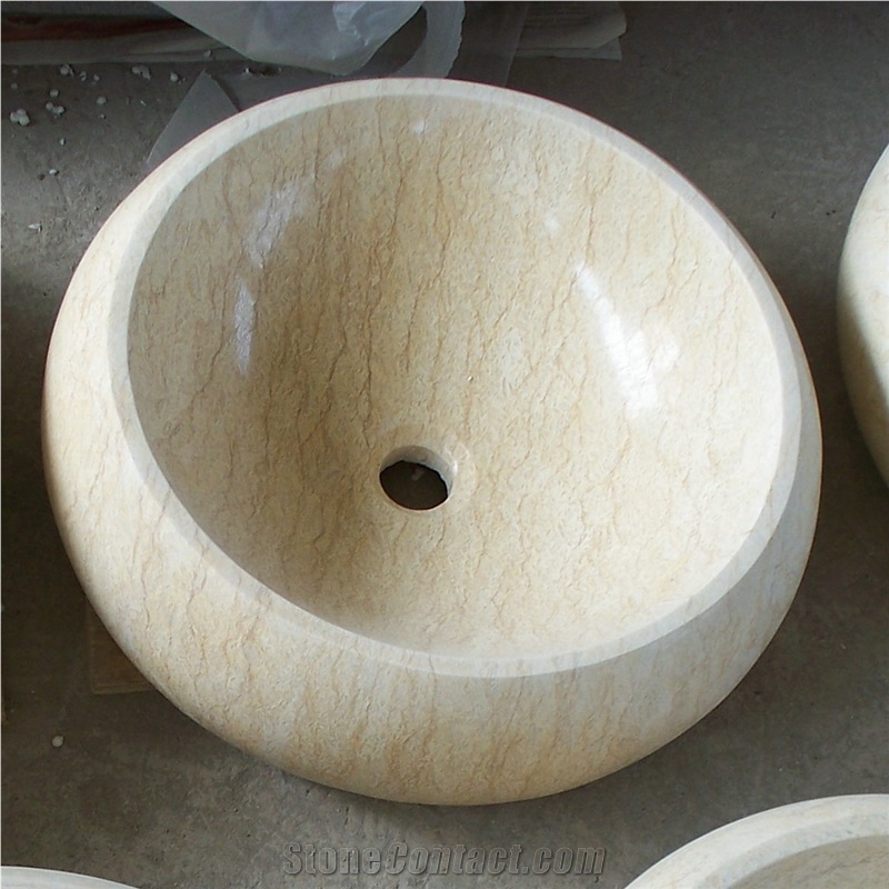 Sunny Yellow Marble Round Wash Bowls