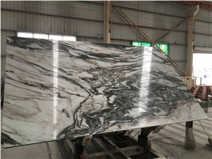 Landscape Marble Slab White Marble Bookmatch Background Wall