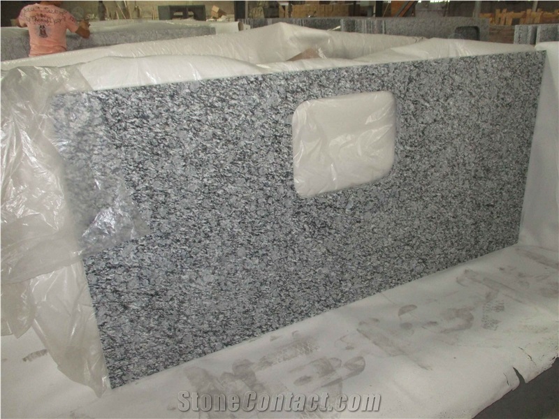 Spray White Granite Kitchen Countertops, Grey Granite Kitchen Worktops