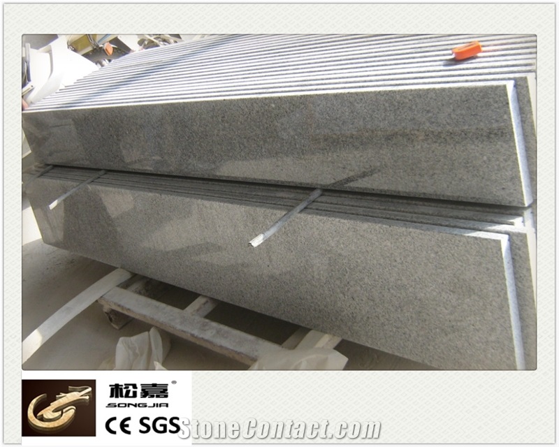 Chinese Grey Granite G623 Steps & Stairs, China Bianco Granite Polished Stairs Tread,Outdoor Indoor Stone Anti-Slip Black Granite Stairs & Steps, Grey Granite Steps