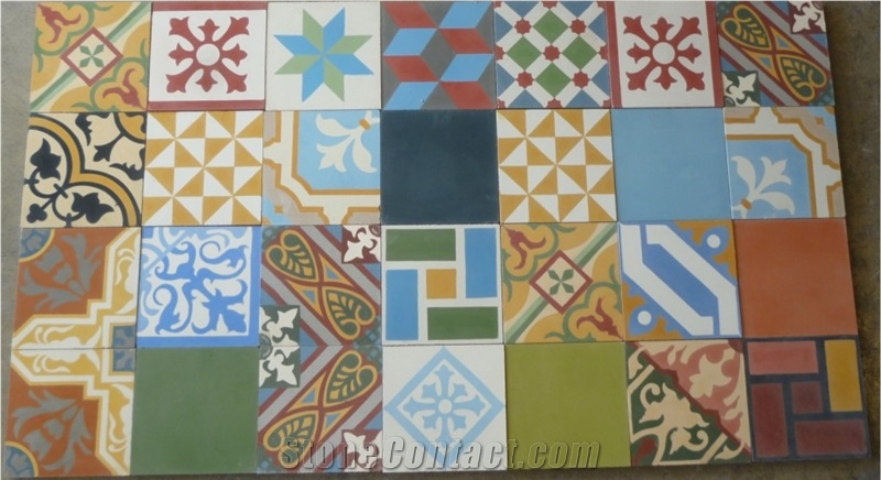 Cement Tiles Multicolor Patchwork, Cement Tile Design 5