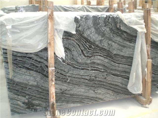 Black Wooden Marble Polished Slabs 2400Mmx1200mm Up